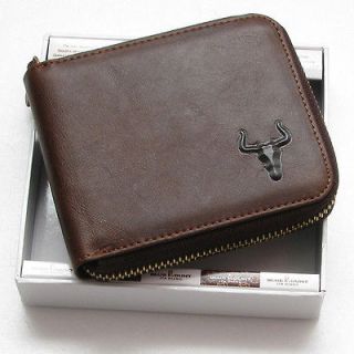   Genuine Leather Zip Around Bifold Wallet Purse with Coin Slot MJ2552