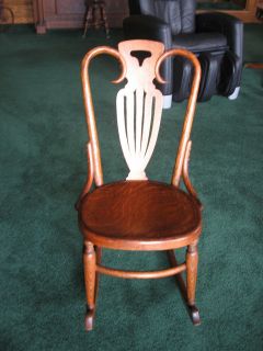 antique tiger oak bentwood small rocking chair time left $
