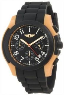   Mens Black Dial and Rubber Band Orange Case Date Watch 43949 006