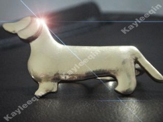 Polish Gold Dachshund Weiner Sausage Dog Puppy Double Finger Ring 