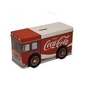 coca cola coke vending truck tin metal coin bank time