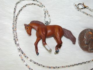 Breyer Chestnut Stallion Horse Pendant Western Necklace Silver Cowgirl 