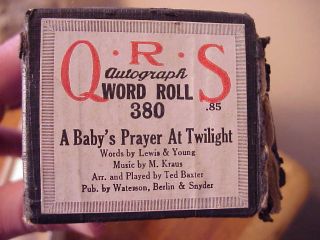 Original Old Player Piano Roll QRS A Babys Prayer at Twilight #380