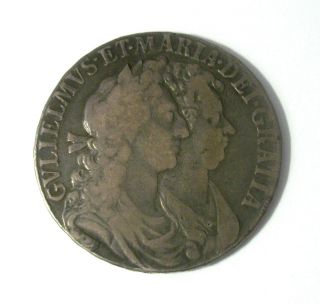 1689 william mary rare british silver half crown coin from