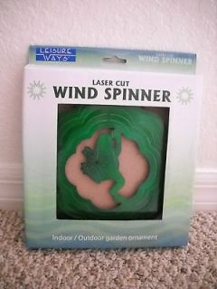 Green Frog Laser Cut Wind Spinner Indoor Outdoor Garden Ornament NIB