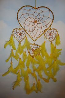 Large Handmade Lemon Triple Hearts Dreamcatcher~L~ukseller