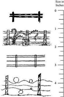 unmounted rubber stamps barbed wire fence wood fence time