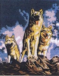 Wolf Trio Tapestry Canvas   Gobelin   15.75 x 19.75 (40cm x 50cm)