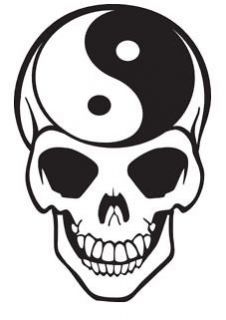 Yin Yang Skull Vinyl Wall Art Sticker Tattoo Art Style Design Present 