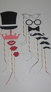 12 photo booth props moustache lips on a stick weddings