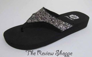 yellow box lucia glitter flip flops sandals black 7 new $ 28