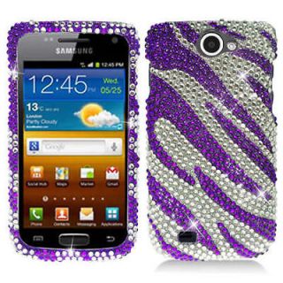 Purple Zebra Bling Snap On Cover Case Protector for Samsung Exhibit II 