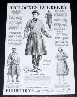 1916 OLD WWI MAGAZINE PRINT AD, BURBERRY TIELOCKEN MILITARY, LADIES 