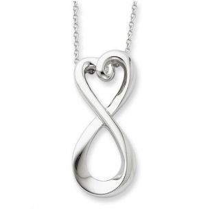 silver heart cz necklace infinite love  51