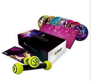 Zumba Fitness Exhilarate 7 DVDs with Tonning Stick set   NEW