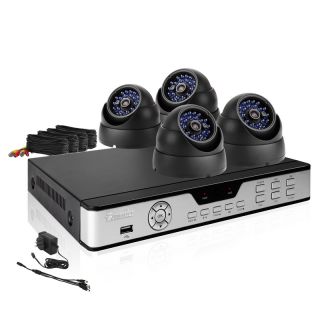 4CH DVR & 4 Vandal proof CCD Security Camera System with 65ft Night 