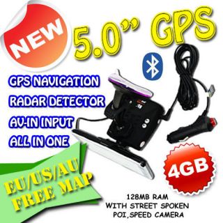 bluetooth HD LCD 128MB GPS navigation Radar Detectors 4GB MAP AV IN 