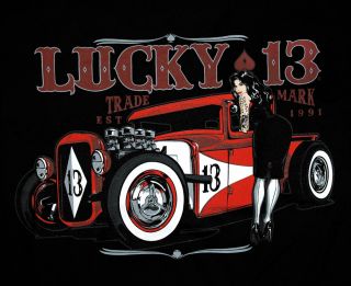 Lucky 13 Thirteen Adrian Pin Up Muscle Car T Shirt Tee