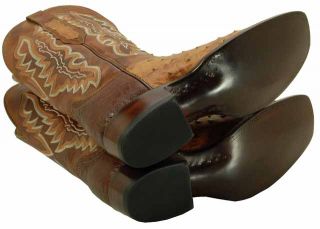 304 Used Vintage Lucchese 1883 Barnwood Ostrich Cowboy Boots Mens 9 EE 
