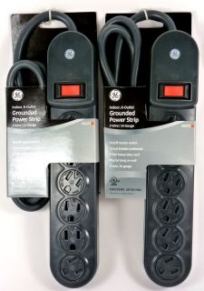Lot of 2 GE JASHEP56223 6 Outlet Grounded 3 ft Power Strip with Child 