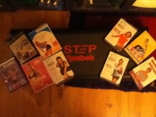    Exercise and DVDs Reebox step 3 ft long with additional dvds perfect