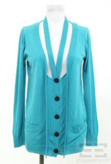 Phillip Lim Teal Blue Silk Cashmere Cardigan Size Small