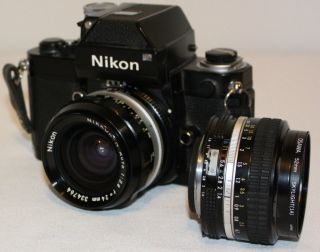 NIKON Photomic F2 35mm SLR Film CAMERA w/2 Nikkor LENSES 24mm & 50mm 