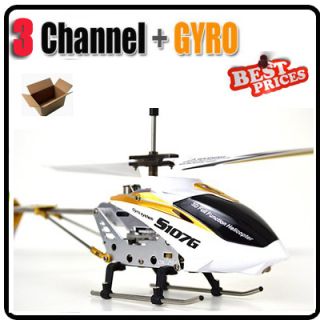 S107 3 Channel 3CH Remote Control RC GYRO Mini Metal Helicopter White 