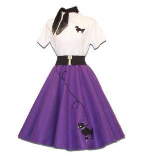 PC Purple Adult 50s Poodle Skirt Outfit Glasses Scarf Socks Skirt 