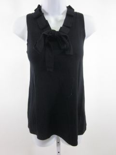 525 AMERICA Black Cotton Silk Knit Sleeveless Bow Detail Tank Top 
