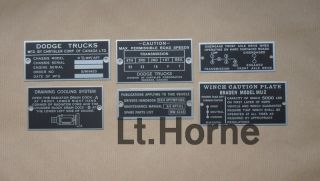   Truck Canada Weapon Carrier Cargo WC 51 WC 52 Data Plate ID Tag