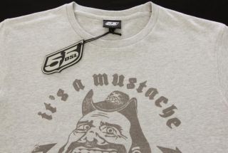 Mens 55DSL Diesel Gray Mustache Tee Shirt T Shirt Large L New Cool 