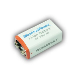 Maximal Power 9V Lithium ion Rechargeable Battery 550mAh