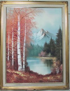 Walter stunning original painting Mountain Lake scapes Vintage 