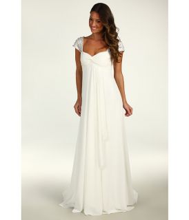 Nicole Miller Chiffon Gown With Embellished Cap Sleeves   Zappos 