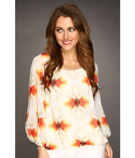 vince camuto peasant feathered geo blouse $ 99 00 new