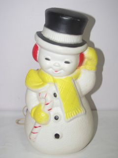 Vintage 1950s Poloron Christmas Snowman Blowmold Light