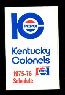 Kentucky Colonels ABA Pocket Schedule 1975 76 Season