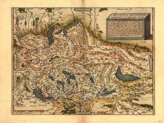 Large A1 Old Ortelius Switzerland Swiss Antique Map
