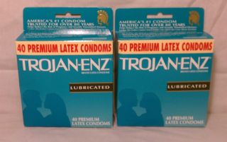 Packs of 40PREMIUM Trojan Enz Lubricated Latex Condoms