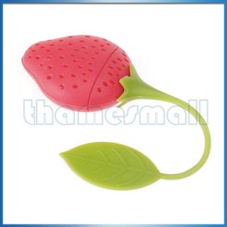 Strawberry Shape Silicone Tea Infuser Strainer w/ Leaf Handle for 