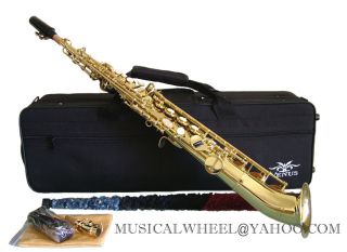 Curved Bell Soprano Saxophone Sax Saxello Gold Lacquer