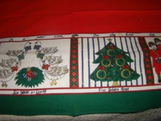   60 x 84 12 Days of Christmas Red & Green Tablecloth Gold Accents