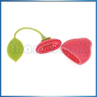 Strawberry Shape Silicone Tea Infuser Strainer w/ Leaf Handle for 