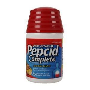 Pepcid Complete Heartburn Acid Reducer Tropical Fruit 25 Chewable Tabs 