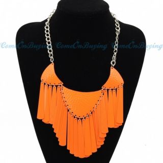 Fashion Orange Lacker Collar Tassel Pendant Punk Rock Jewelry Necklace 