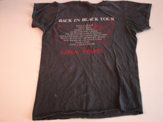 Vintage 1980 ACDC Back in Black USA Tour T Shirt