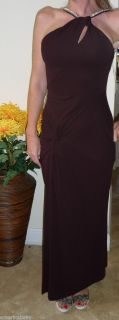 Betsy Adam Evening Gown Woman Dress Brown Crystal Stones Size Large L 