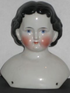 Rare Glazed Porcelain Head Adelina Patti Exposed Ears ca 1850 s