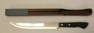 Ekco Flint Stainless Vanadium U S A Kitchen Knife carving With wooden 